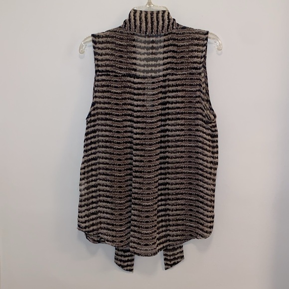 Mono B Sleeveless Animal Print Tie Front Blouse - Picture 3 of 4